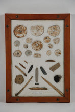 Southern California Indian artifacts in an old frame of prehistoric Chumash